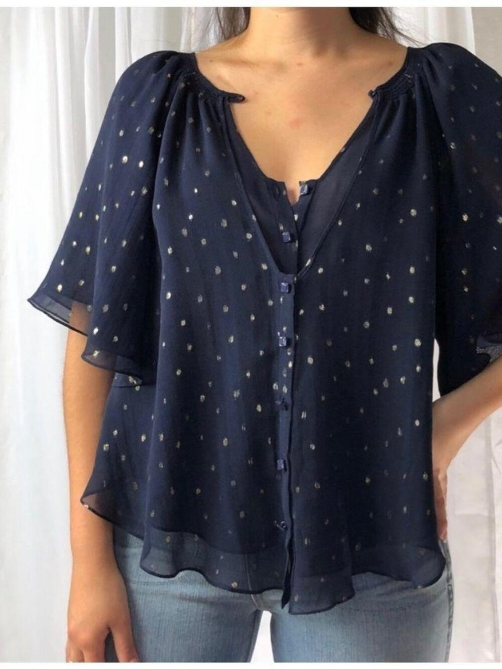 ANTHROPOLOGIE Leifsdottir Butterfly Sleeve Top M